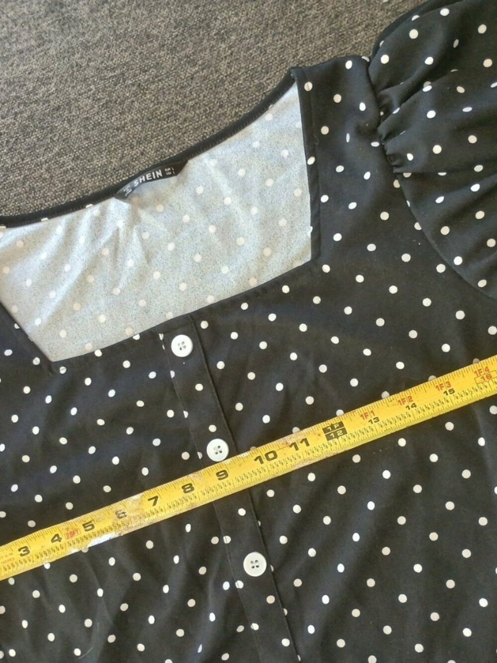 SHEIN black & white Polka Dot button down Top LARGE - Picture 5 of 6